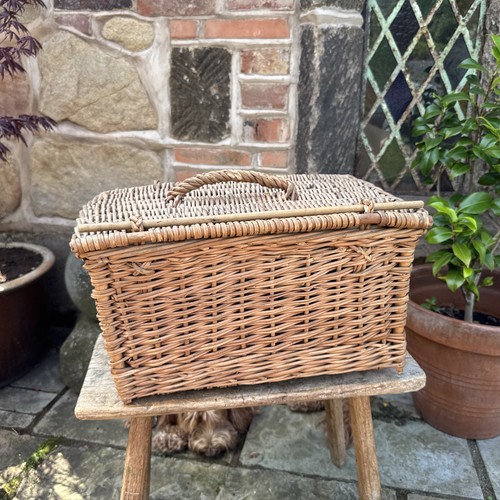 Vintage wicker storage basket - wicker,