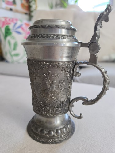 Vintage pewter lidded beer - pewter,