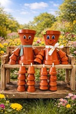Hand Painted Flowerpot Couple