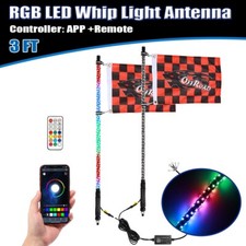 2Pcs 3ft RGB LED Whip Light