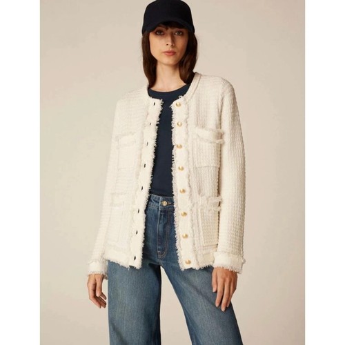 Cream boucle blazer - em,