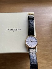 Longines Presence Gold Plated, 38mm White Dial with Roman Numbers, Black Leather