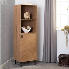 LEON MEDIUM OAK EFFECT & BLACK 1 DOOR 2 SHELF CABINET