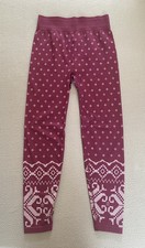 SWEATY BETTY THERMAL LEGGINGS SZ SMALL FAIRISLE SKI WALK RUN WOMENS PINK WHITE