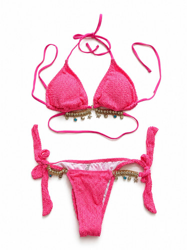 Neon pink textured triangle - pink,
