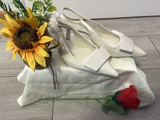 Zara white Kitten Heel Pump shoes sling back Size 3 UK (36 EU) White