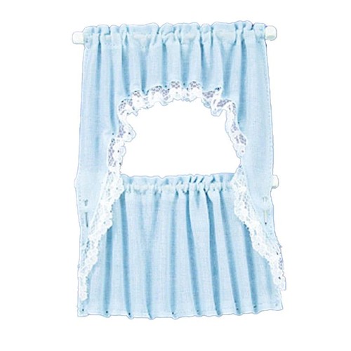 Dolls house blue curtain - dolls,
