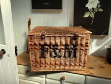 FORTNUM AND MASON LARGE WICKER HAMPER BASKET - 23 x 16 x 16 inches