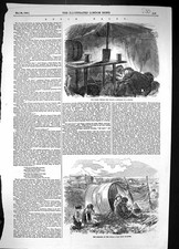 Original Old Antique Print 1858 Epsom Horse Racing Derby Gipsy Camp Tent 19th