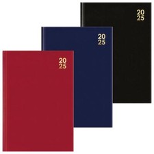 2025 Diary A6 Hardcover Day Per Page Desk Office Premium Planner Black Navy Red