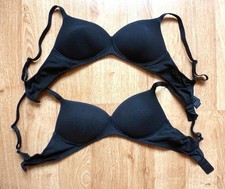 2 X BLACK PADDED FULL CUP BRAS NON WIRED