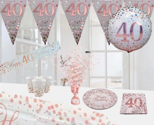 40th birthday white rose gold - 40th,