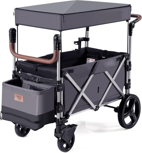 Grey push pull stroller wagon - grey,