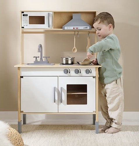 Wooden white kitchen - white, pretend
