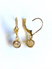 14K Solid Yellow Gold Lever Back Dangle Earring Width: 7 mm L: 25 mm ECZ1070-70