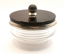 Vintage French silver and glass dressing table pot, Art Deco