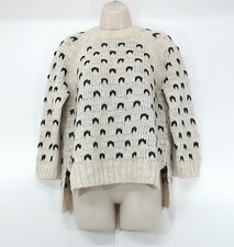 H&M Cream Black Soft Chunky Knit ALPACA WOOL Blend Women's Jumper UK 8 10 S