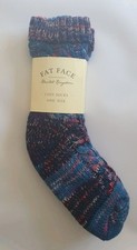Fat Face Womens Twist Space Dye Knit Bed Sock Teal Green