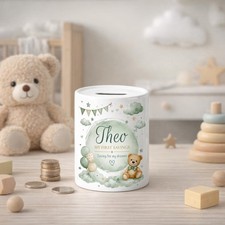 Personalised ceramic money box - ceramic,