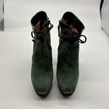 Fendi Green Suede Leather Ankle Boots Size EU 36 UK 3 Women’s Made In Italy