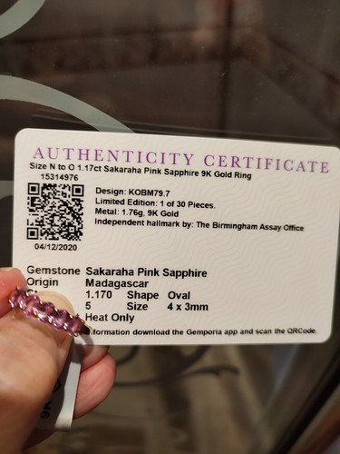 17ct pink sapphire yellow - 1.17ct,