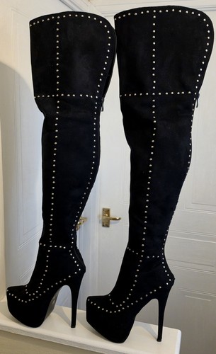 Thigh high boots 16cm inch - high,