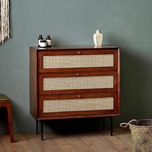 Liana dark wood rattan cabinet - dark,