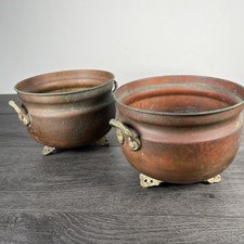 Vintage Copper Cauldron Pair