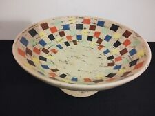 Large Mosaic Style Pottery Pedestal Bowl