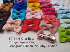 Baby Toddler 1.4" Mini Knot Bow Fringe Clips – Pair of Hair Bows