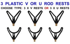 3 PLASTIC U OR V-HEAD ROD RESTS FOR BUZZ BAR BANK STICK ROD POD CARP FISHING