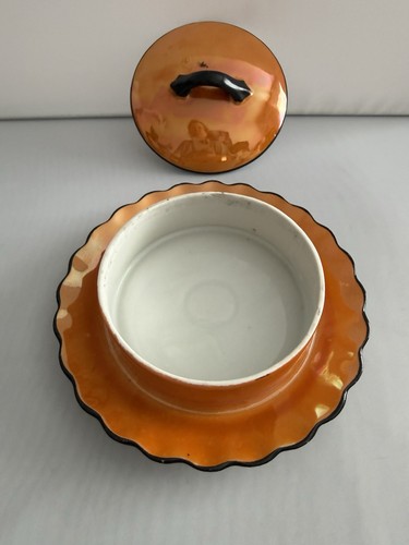 Art deco orange lusterware - deco,
