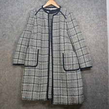HOBBS Tweed Jacket & Dress Womens Size UK 18 Navy White Open Cotton Blend Smart