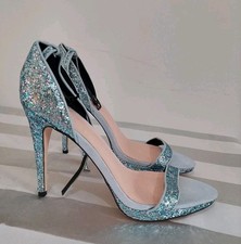 WOMENS FAITH Turquoise Glitter STILETTO HIGH HEELS  SHOES UK 8 EU 41 RRP £55