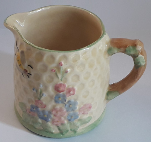 Vintage honeycomb ceramic jug - ceramic,