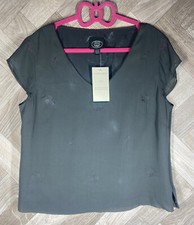 BNWT Vintage Laura Ashley Graphite Grey Top Blouse Size 14 Sheer Sleeves Silk