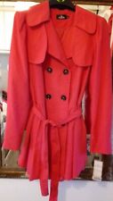 DAVID BARRY GORGEOUS BRIGHT RED SWING FLARED TRENCH RAIN COAT MAC UK 18 NWT