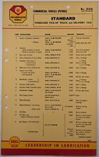 Petroliana; Standard Vanguard Van & Pick Up Shell Lubrication Chart No X1116