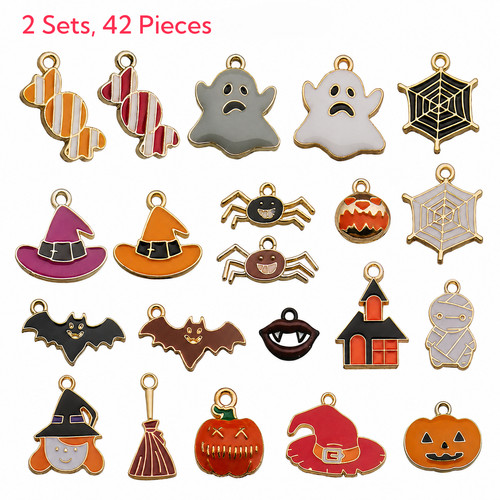 Enamel halloween charms 42pcs - halloween,
