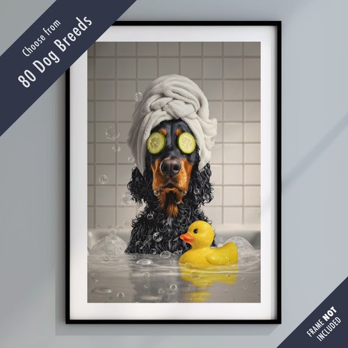Funny dog bath - print, –