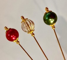 3x Hat Pins Vintage Antique
