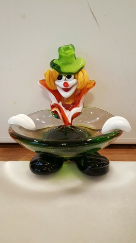 Murano art glass clown pin - murano,
