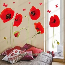 Red Poppy Flowers Butterflies