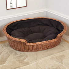 Wicker Dog Basket with Dark