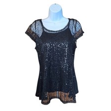 QED London Sequin Lace Top