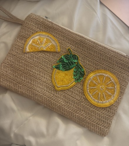 Lemon straw clutch holiday bag