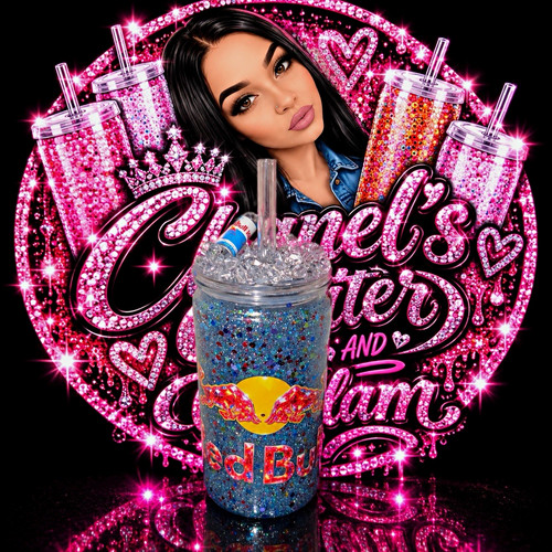 Red bull blue glitter plastic - red,