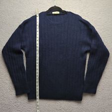 Eddie Bauer Mens Navy Ribbed Knit Crewneck Jumper Sweater Medium M 70% Wool 