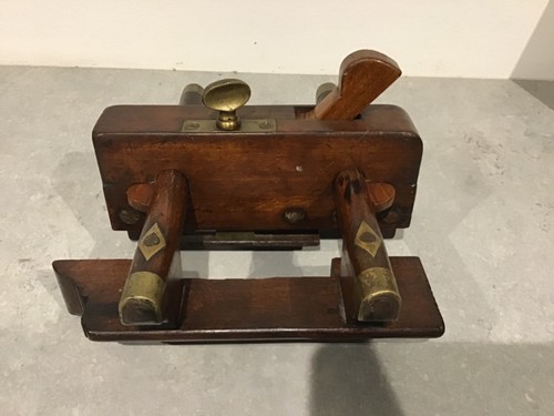 Wooden and brass skew plough - brass, skew/