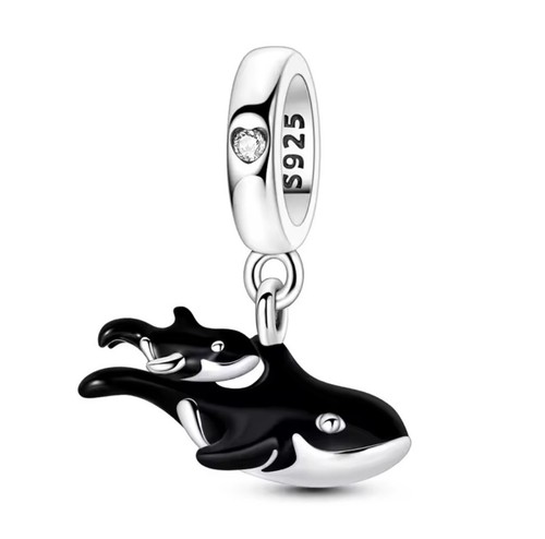 S925 sterling silver orca - silver,